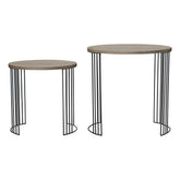 Drum Nest of 2 Round Tables Oak Effect