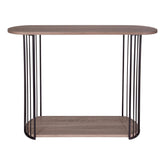 Drum Console Table Oak Effect and Matt Black
