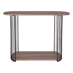 Drum Console Table Oak Effect and Matt Black