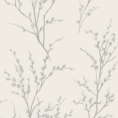 Laura Ashley Pussy Willow Wallpaper Off White / Steel