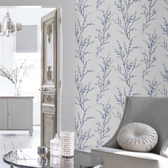 Laura Ashley Pussy Willow Wallpaper Off White / Midnight