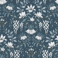 Laura Ashley Parterre Wallpaper Dark Seaspray