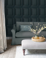 Laura Ashley Redbrook Wood Panel Wallpaper Dark Seaspray