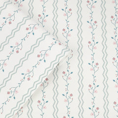 Laura Ashley Blencow Stripe Wallpaper Dark Duck Egg Blue