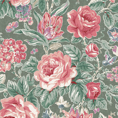 Laura Ashley Wild Roses Wallpaper Fern Green