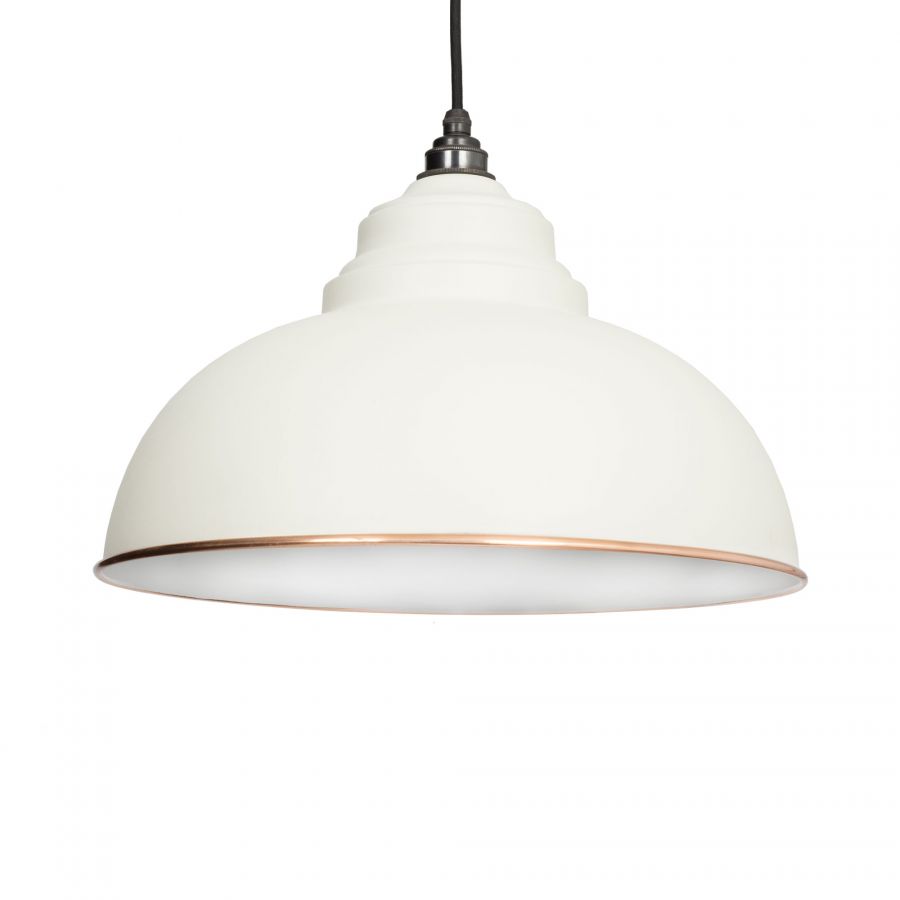Smooth white gloss and copper Harborne Pendant