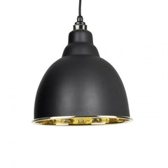 Black Brindley Pendant in Hammered Brass