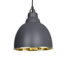 Dark Grey Brindley Pendant in Hammered Brass