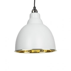 Light Grey Brindley Pendant in Hammered Brass