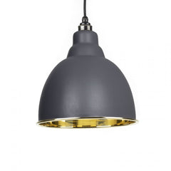 Dark Grey Brindley Pendant in Smooth Brass