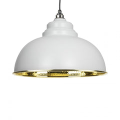 Light Grey Hammered Brass Harborne Pendant