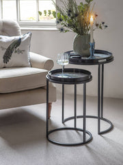 Laura Ashley Belvedere Peacock Print Set Of 2 Side Tables