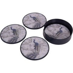 Laura Ashley Belvedere Peacock Print Set Of 4 Coasters