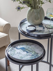 Laura Ashley Belvedere Peacock Print Set Of 4 Coasters