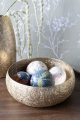 Laura Ashley Winspear Gold Leaf Embossed Round Convex Bowl Large