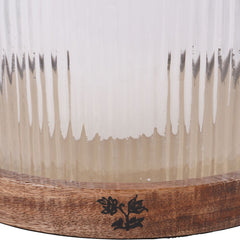 Laura Ashley Large Ribbed Reed Glass Hurricane