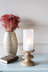 Laura Ashley Wooden Plinth Hurricane with Frosted Glass