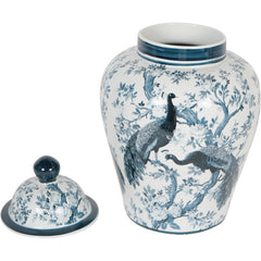 Laura Ashley Midnight Blue Belvedere Peacock Porcelain Ginger Jar Large