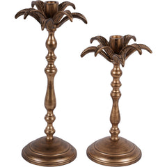 Laura Ashley Antique Brass Small Palm Tree Candlestick