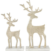 Laura Ashley Set of 2 Reindeer Sculpture on Marble Base