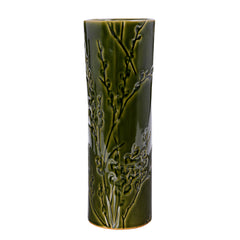 Laura Ashley Tall Green Reactive Glaze Pussy Willow Vase