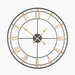 Antique Bronze and Gold Metal Round Wall Clock