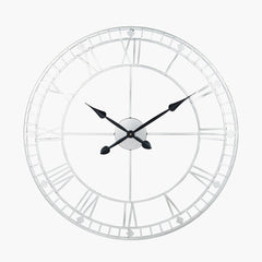 Antique Silver Metal Round Wall Clock