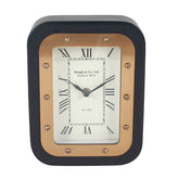 Matt Black Wood & Gold Colour Metal Desk Clock