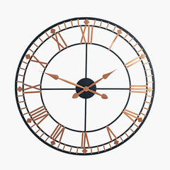 Black and Rose Gold Metal Round Wall Clock