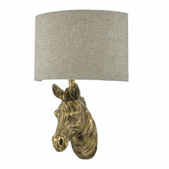 Abby Zebra Wall Light Gold With Natural Linen Shade