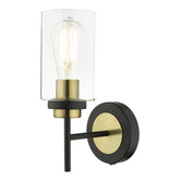 Abel Wall Light Satin Black & Gold With Glass Shades dar lighting