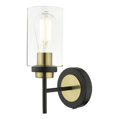 Abel Wall Light Satin Black & Gold With Glass Shades dar lighting