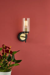 Abel Wall Light Satin Black & Gold With Glass Shades dar lighting