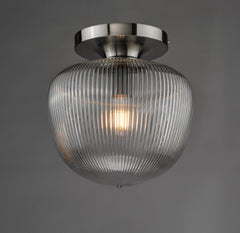 Abrielle Flush Brushed Nickel and Ribbed Glass
