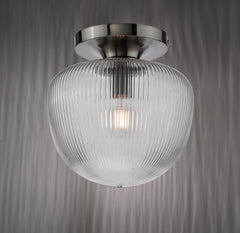 Abrielle Flush Brushed Nickel and Ribbed Glass
