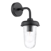 Acotas Outdoor Wall Light Matt Black and Ribbed Glass IP44