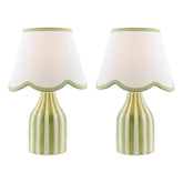 Aimee Twin Pack Table Lamp Green Ceramic With Shade