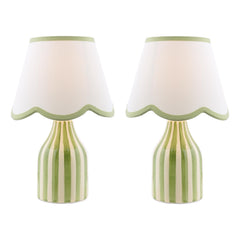 Aimee Twin Pack Table Lamp Green Ceramic With Shade