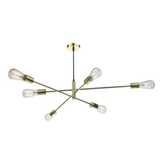 Dar Lighting  Alana 6 Light Pendant Polished Gold