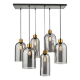 Alma 6 Light Bar Pendant Matt Black Smoked Glass dar Lighting