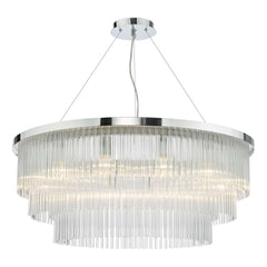 Alpheios 12 Light Chandelier Polished Chrome Glass Ex Display