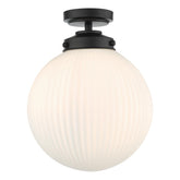 Alrik Bathroom Flush Matt Black Opal Glass IP44