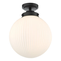 Alrik Bathroom Flush Matt Black Opal Glass IP44