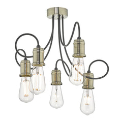 Alzbet 5 Light Semi-Flush Antique Brass