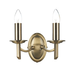 Ambassador Double Wall Bracket Antique Brass  Dar Lighting