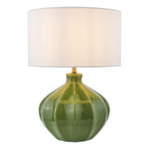 Amrita Ceramic Table Lamp Green and Antique Brass With Shade