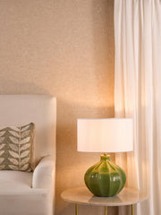 Amrita Ceramic Table Lamp Green and Antique Brass With Shade