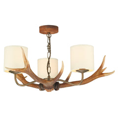 David Hunt Lighting Antler 3 Light Pendant Highland Rustic Complete with Shades