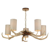 David Hunt Lighting Antler 5 Light Bleached Pendant Complete with Bespoke Shades