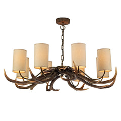 David Hunt Lighting Antler 8 Light Rustic Pendant Complete with Shades